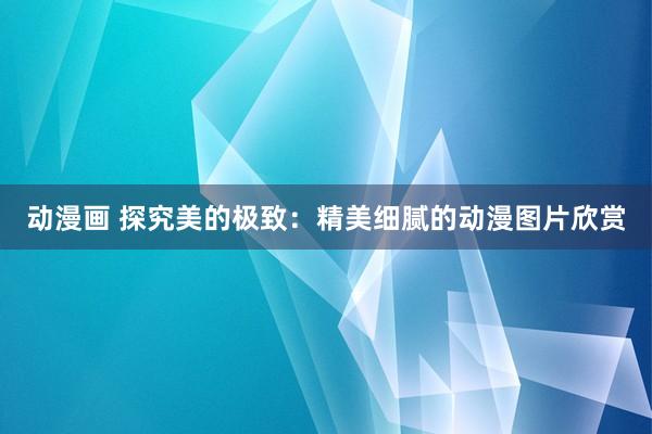 动漫画 探究美的极致：精美细腻的动漫图片欣赏
